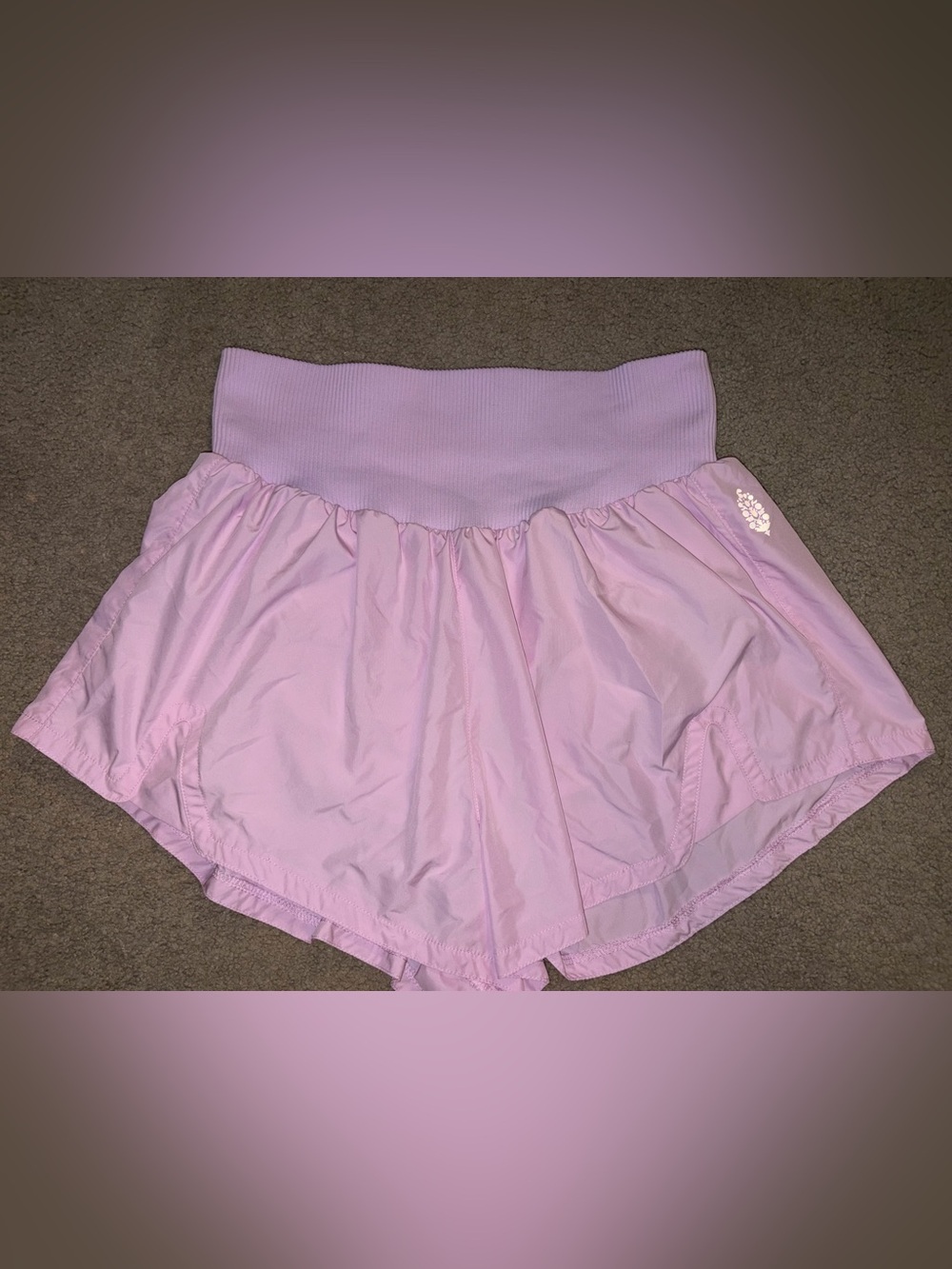 Free People Light Pink Athletic Shorts with Wide Ribbed Waistband